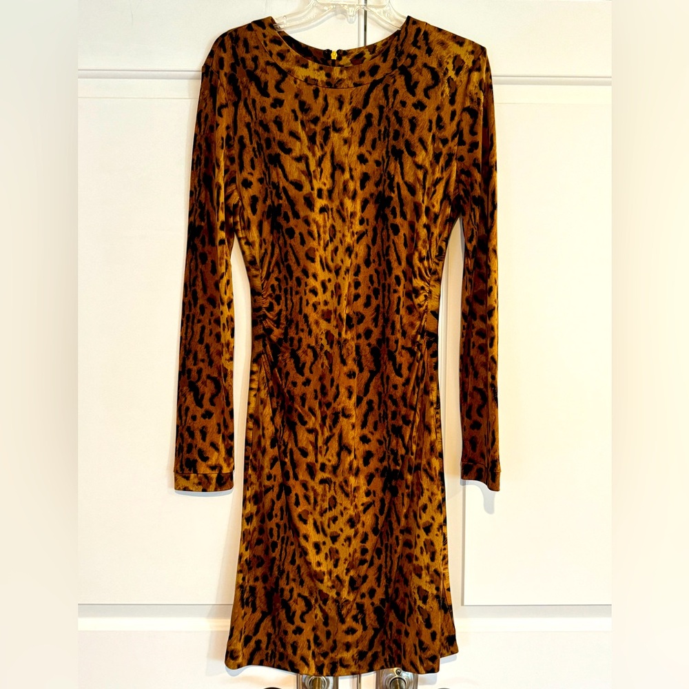 Women’s Tory Burch cheetah animal print long sleeve dress size Large